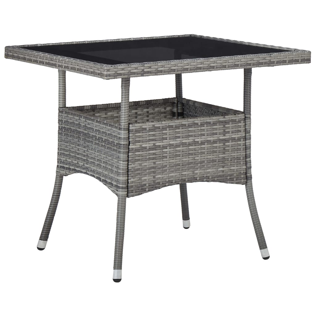5 Piece Garden Dining Set Poly Rattan and Glass Grey
