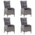 5 Piece Garden Dining Set Poly Rattan and Acacia Wood Grey