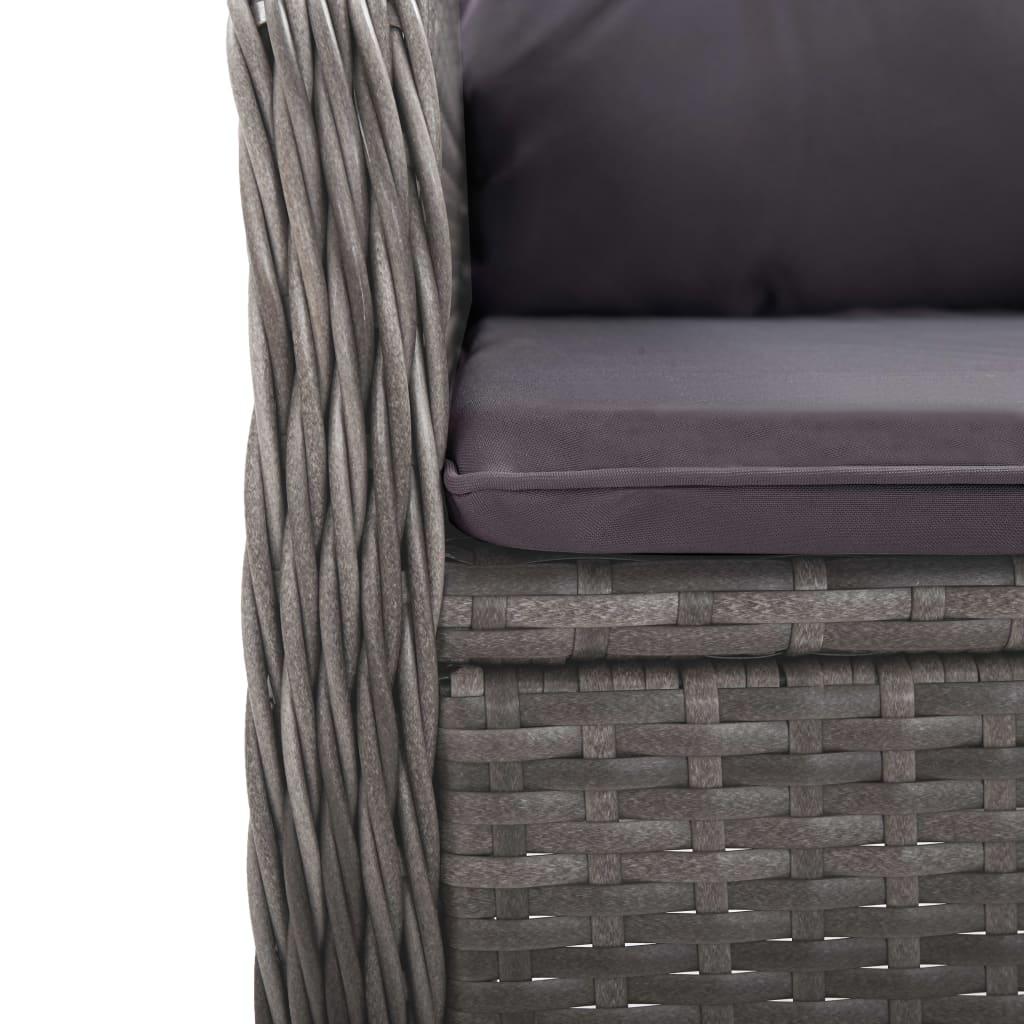 5 Piece Garden Dining Set Poly Rattan and Acacia Wood Grey