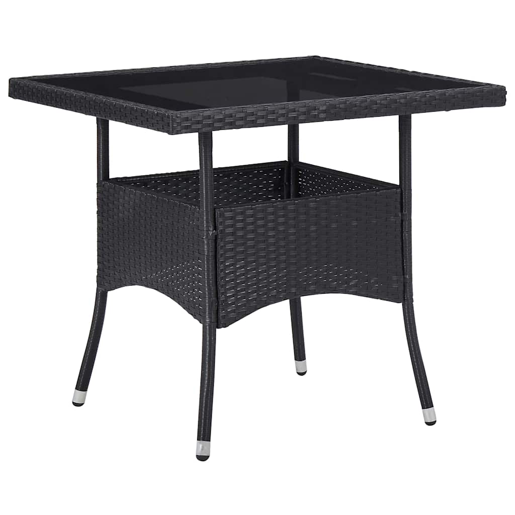 5 Piece Garden Dining Set Poly Rattan and Glass Black