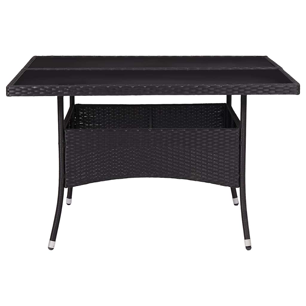9 Piece Garden Dining Set Poly Rattan and Glass Black