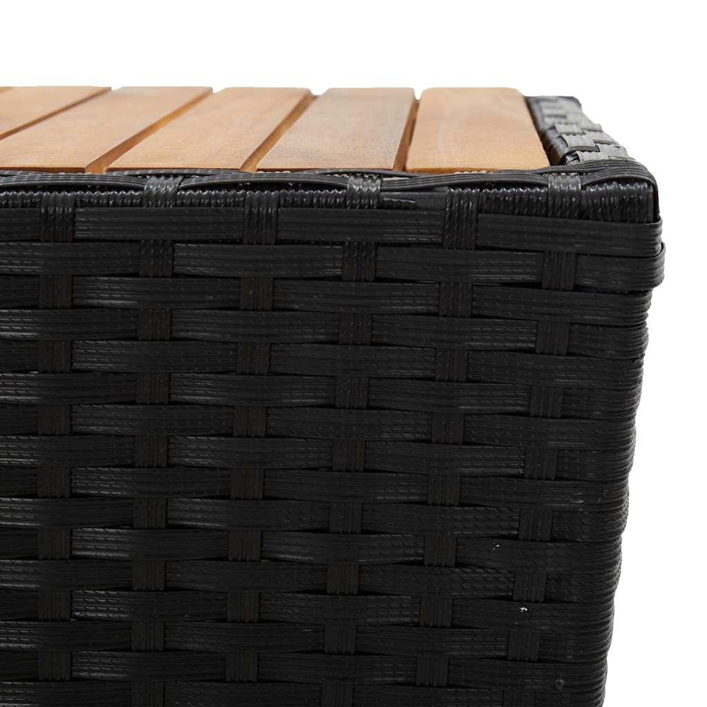 3 Piece Garden Bistro Set Poly Rattan and Acacia Wood Black