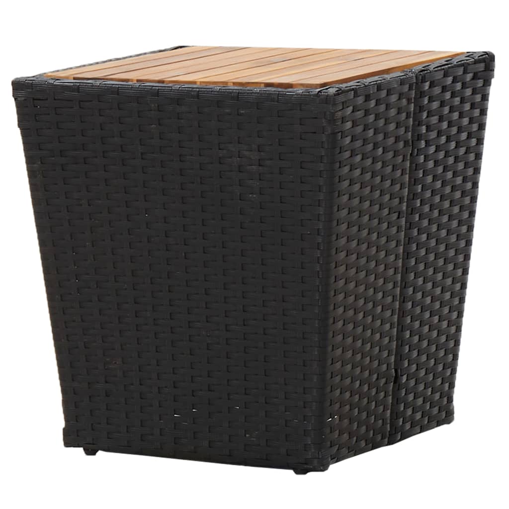 3 Piece Garden Bistro Set Poly Rattan and Acacia Wood Black
