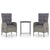 3 Piece Garden Bistro Set Poly Rattan and Glass Grey
