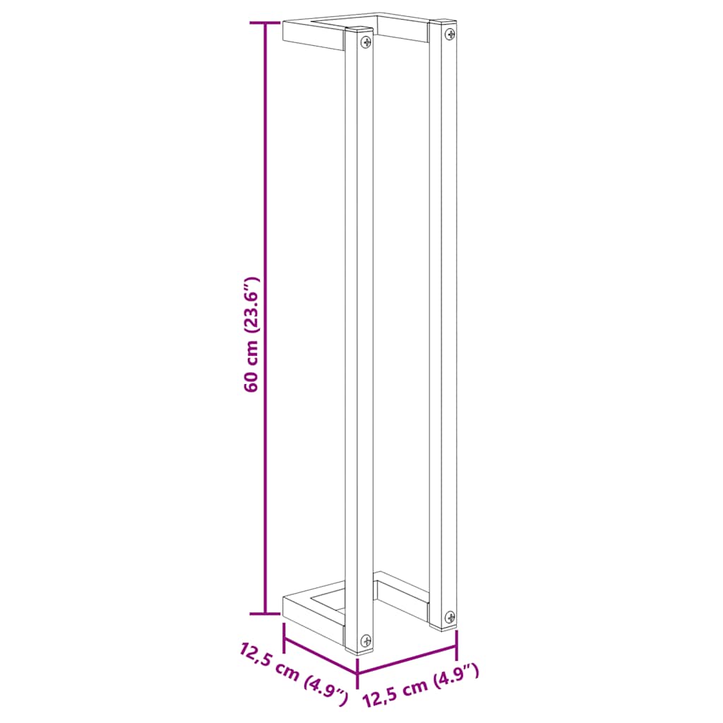Towel Rack Black 12.5x12.5x60 cm Iron
