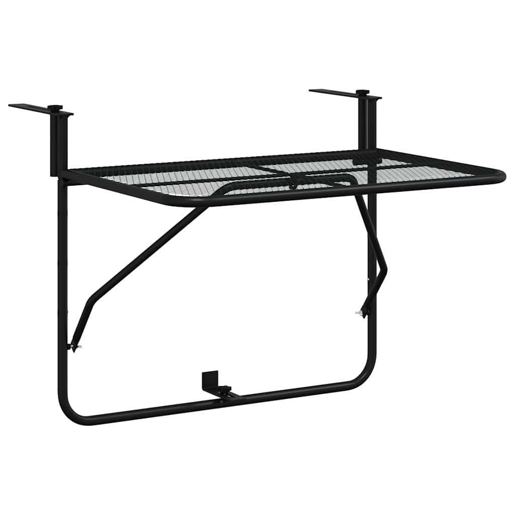 Balcony Table Black 60x40 cm Steel