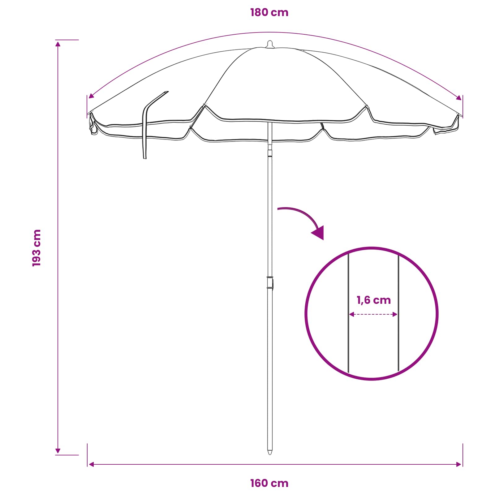 Garden Parasol with Steel Pole Anthracite 180 cm