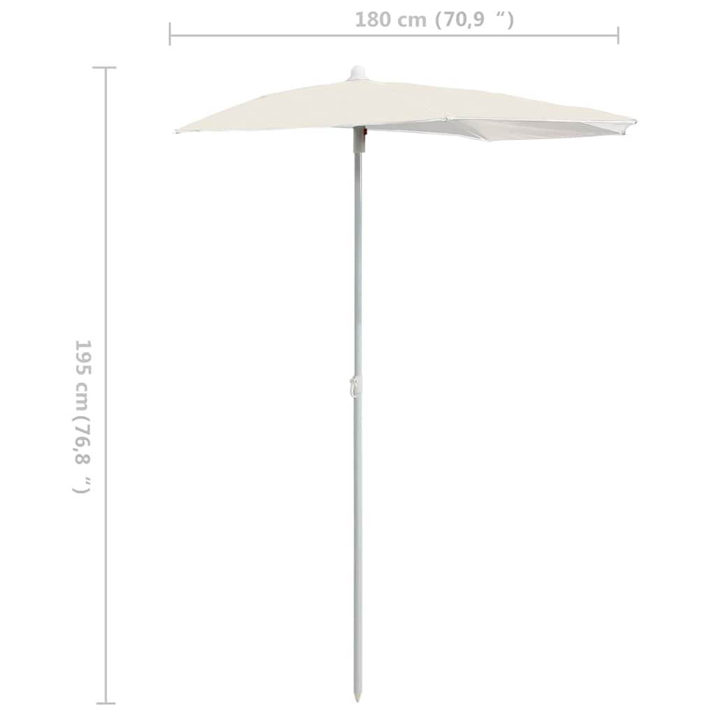 Garden Half Parasol with Pole 180x90 cm Sand