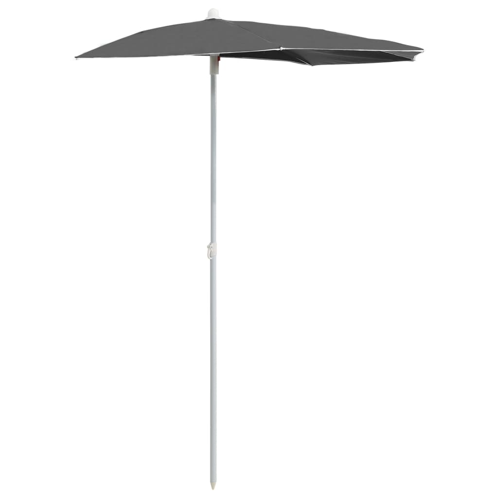 Garden Half Parasol with Pole 180x90 cm Anthracite