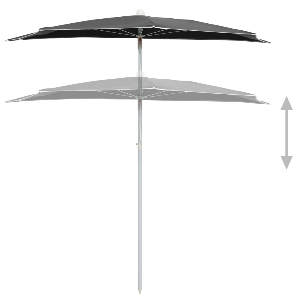 Garden Half Parasol with Pole 180x90 cm Anthracite