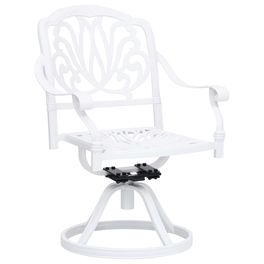 Swivel Garden Chairs 2 pcs Cast Aluminium White