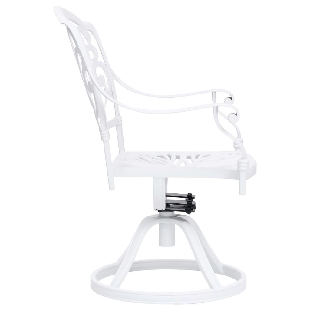 Swivel Garden Chairs 2 pcs Cast Aluminium White
