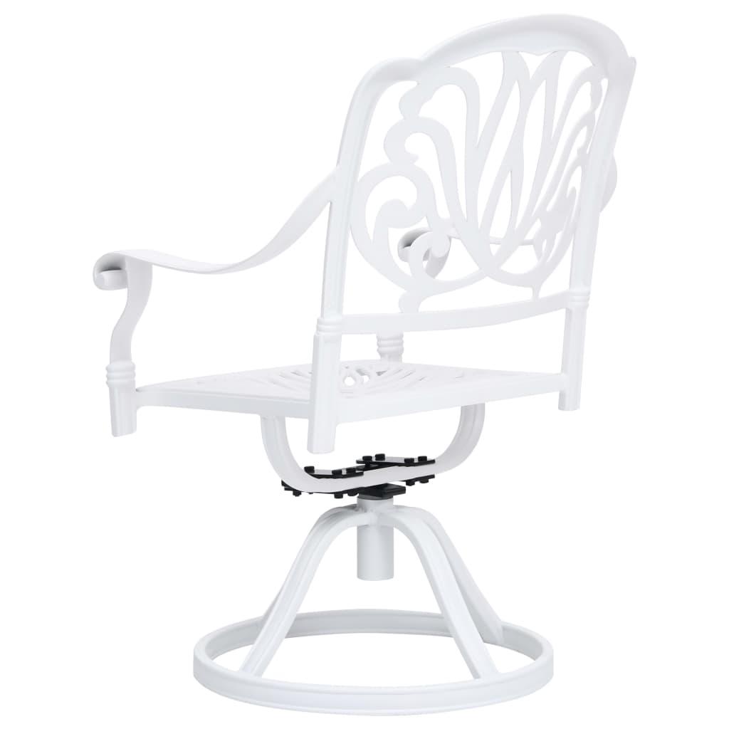 Swivel Garden Chairs 2 pcs Cast Aluminium White