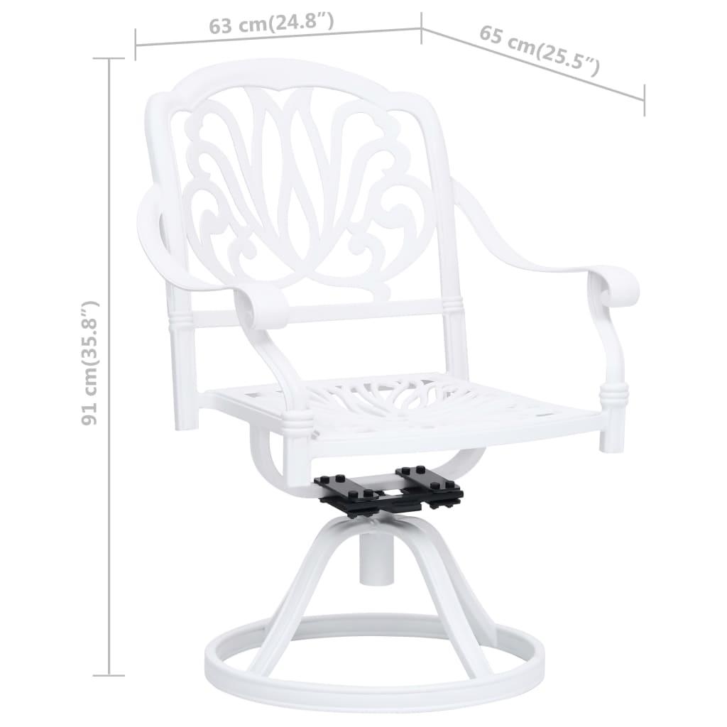 Swivel Garden Chairs 2 pcs Cast Aluminium White
