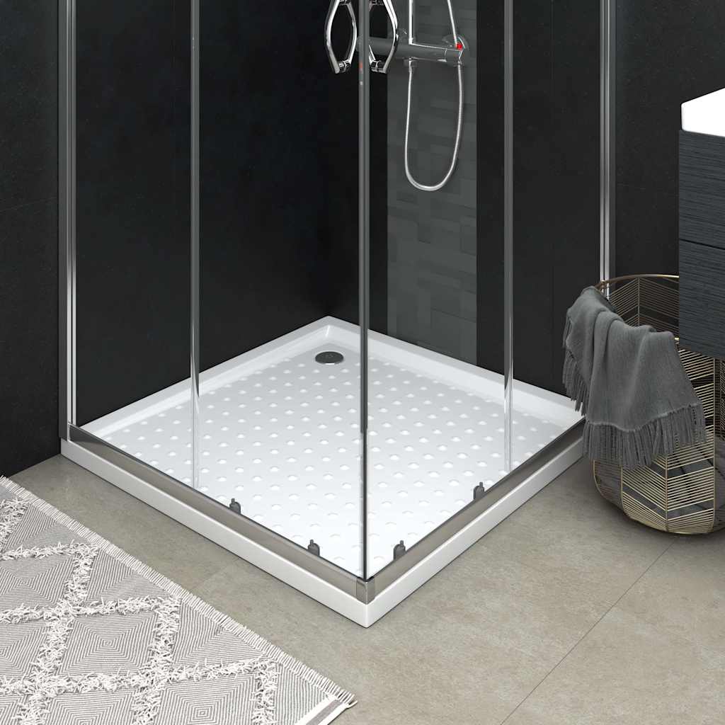 Shower Base Tray with Dots White 90x90x4 cm ABS