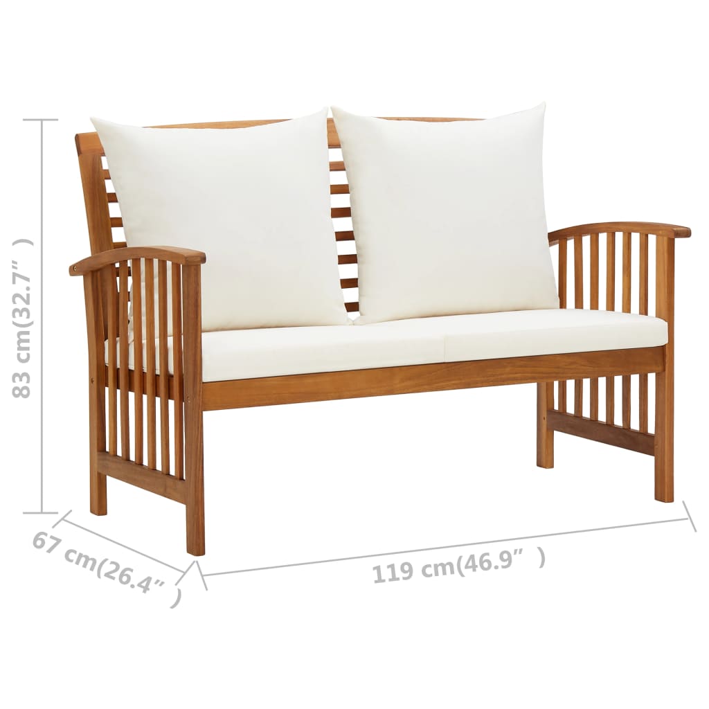 4 Piece Garden Lounge Set with Cushions Solid Acacia Wood