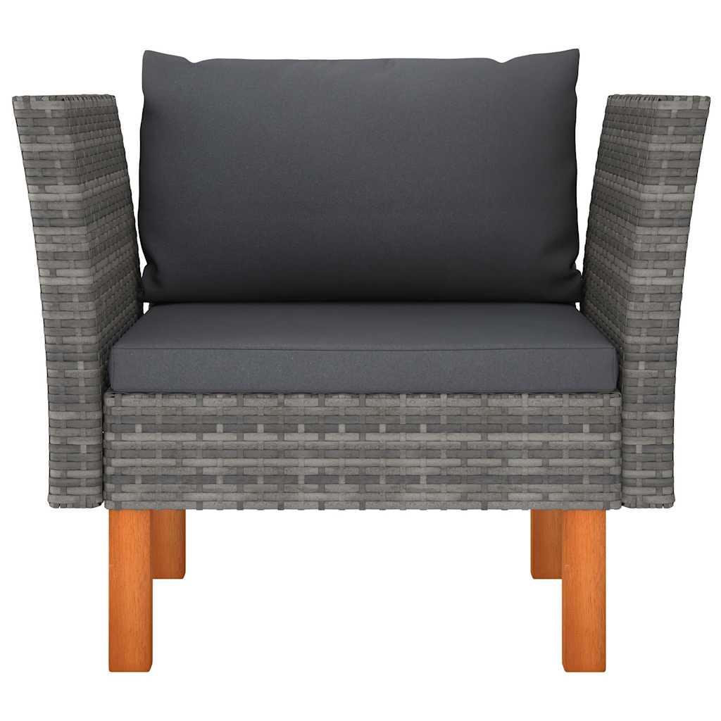 Garden Sofa Poly Rattan and Solid Eucalyptus Wood