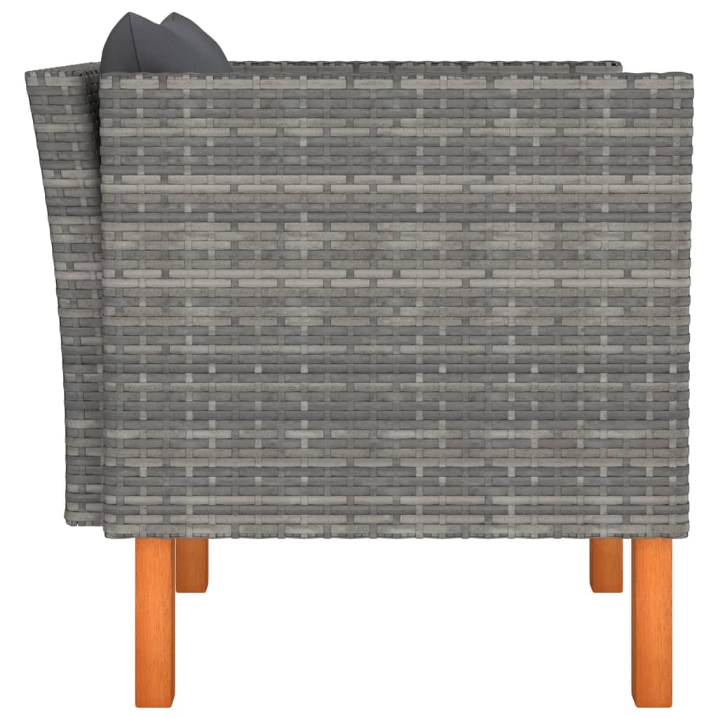 Garden Sofa Poly Rattan and Solid Eucalyptus Wood