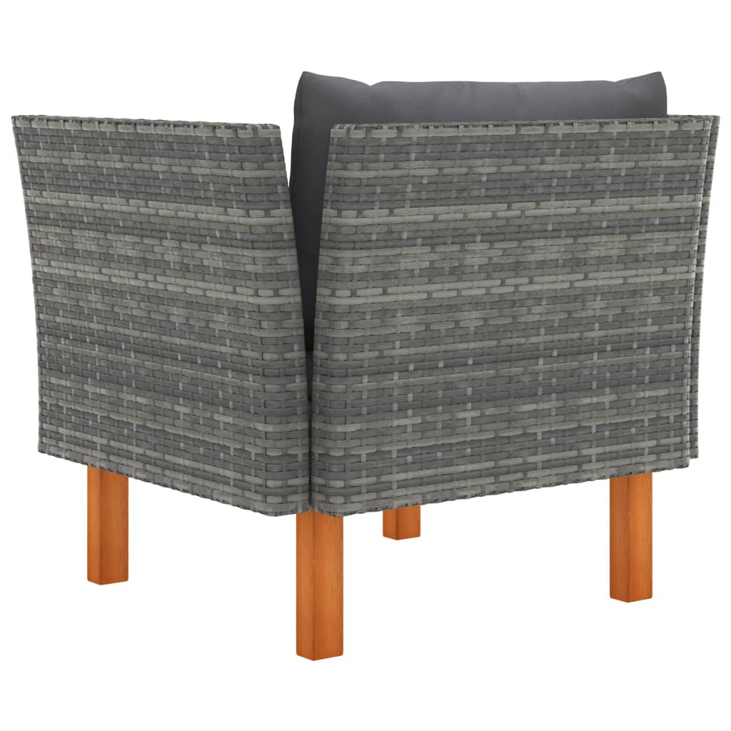 Garden Sofa Poly Rattan and Solid Eucalyptus Wood