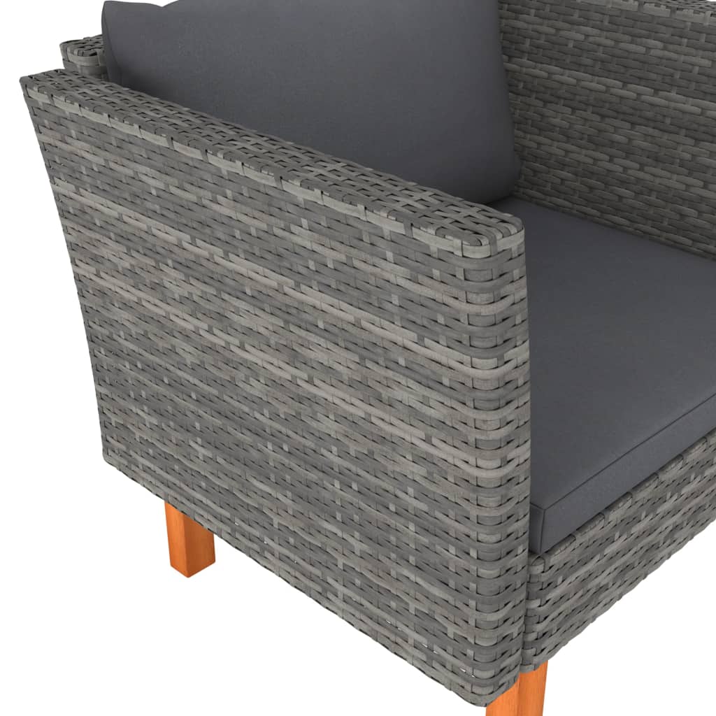 Garden Sofa Poly Rattan and Solid Eucalyptus Wood