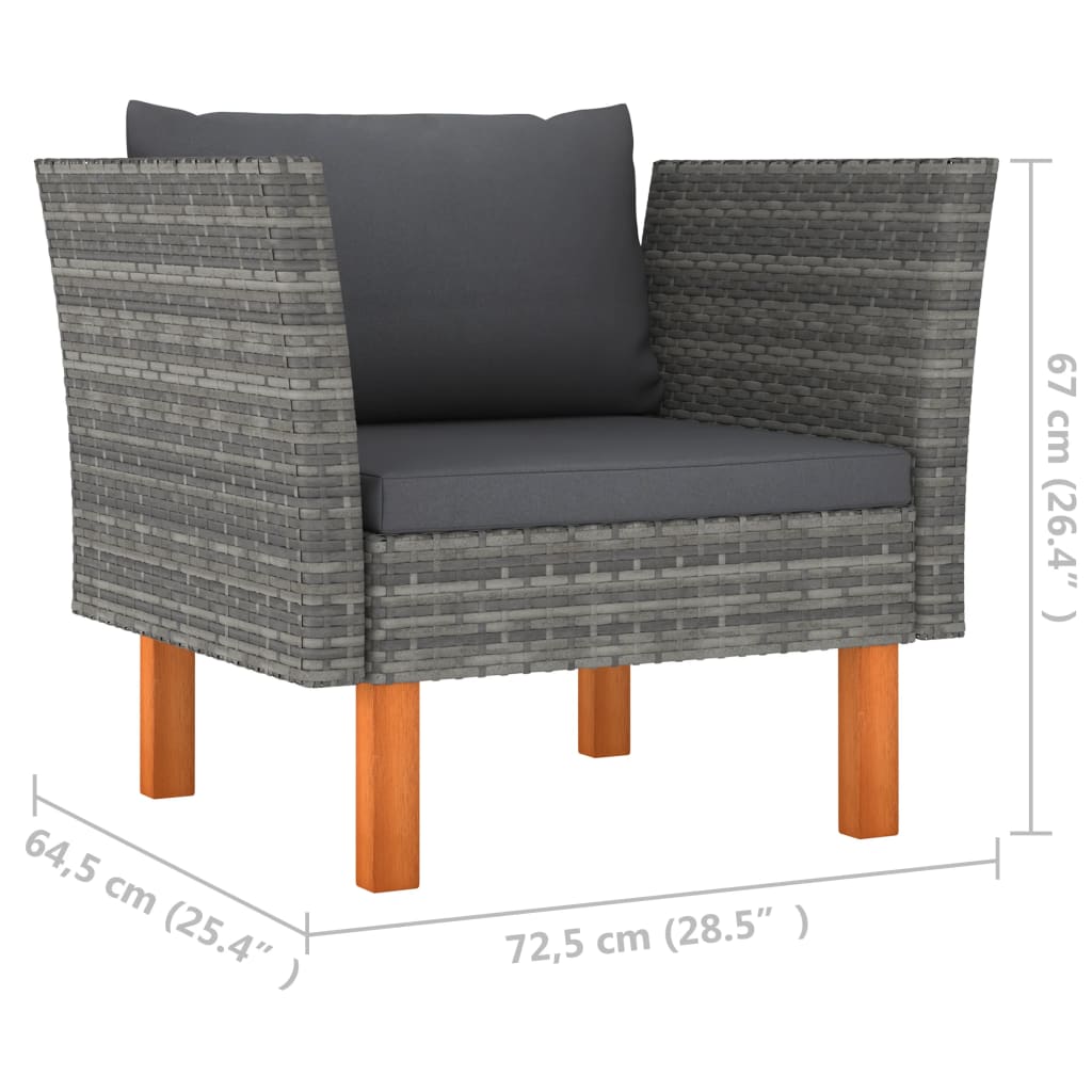Garden Sofa Poly Rattan and Solid Eucalyptus Wood