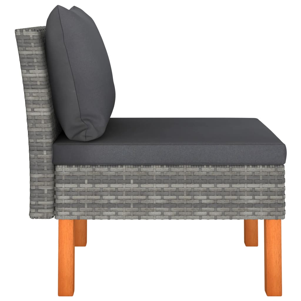 Middle Sofas 3 pcs Poly Rattan and Solid Eucalyptus Wood