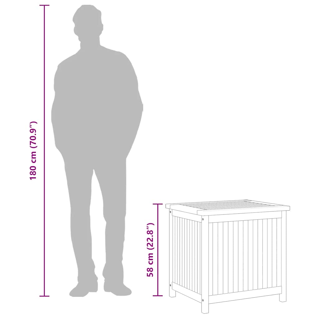 Garden Storage Box 60x50x58 cm Solid Teak Wood