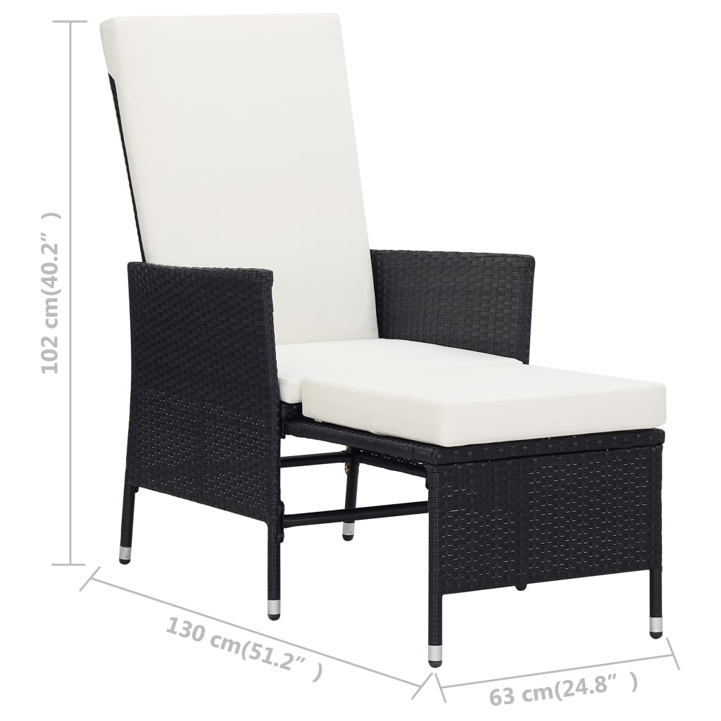3 Piece Garden Lounge Set with Cushions Poly Rattan Black