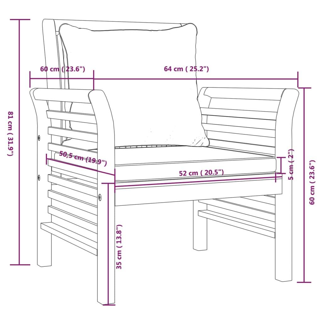 5 Piece Garden Lounge Set with Cushions Solid Wood Acacia