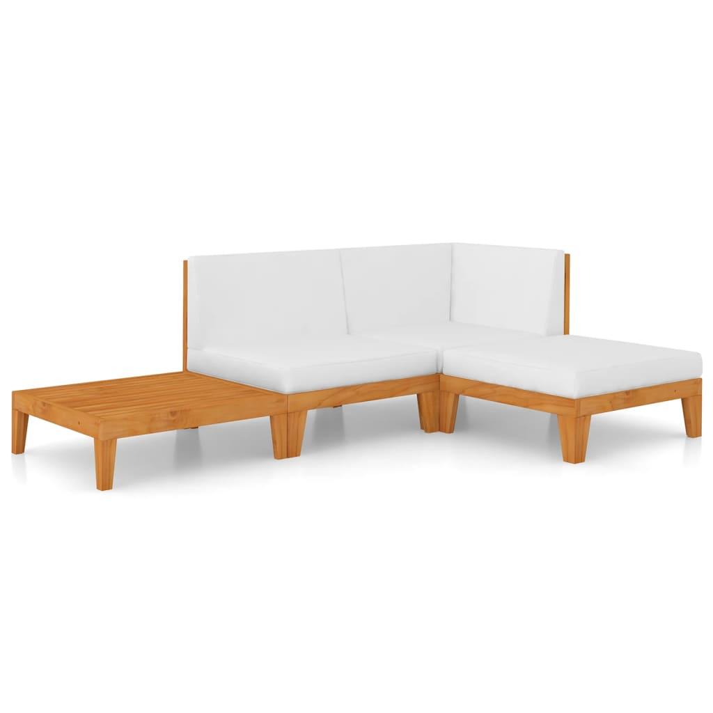 4 Piece Garden Lounge Set with Cushions Solid Acacia Wood