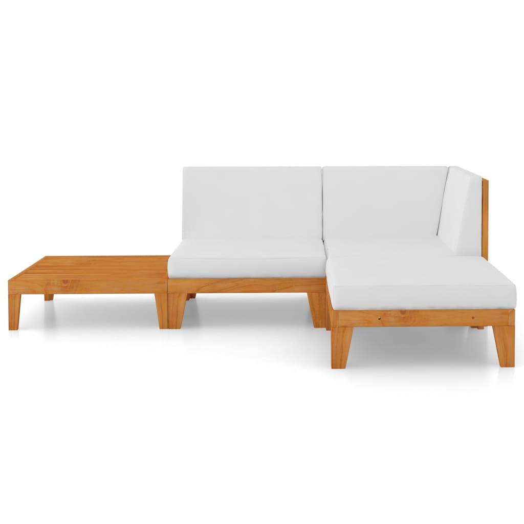 4 Piece Garden Lounge Set with Cushions Solid Acacia Wood