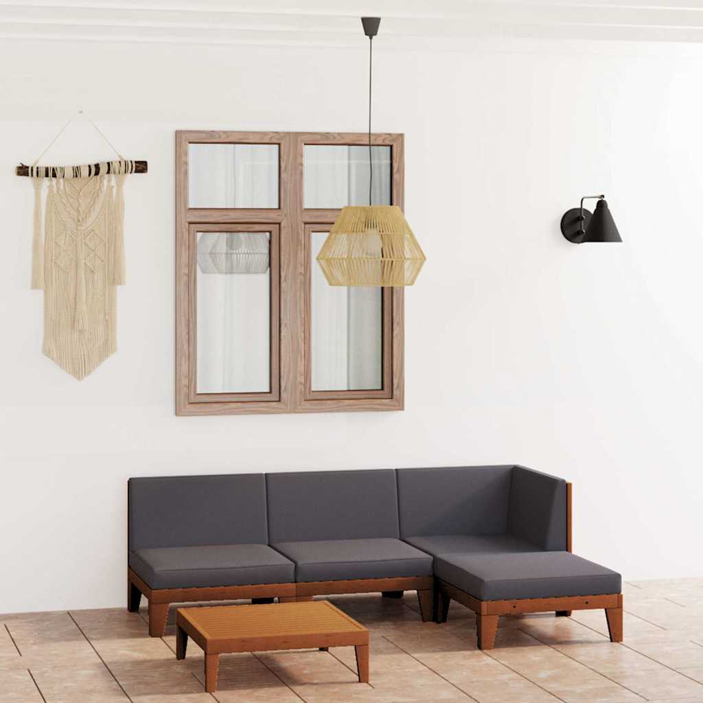 5 Piece Garden Lounge Set with Cushions Solid Acacia Wood