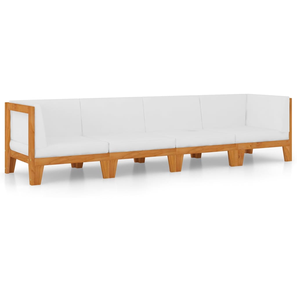 4 Piece Garden Lounge Set with Cushions Solid Acacia Wood