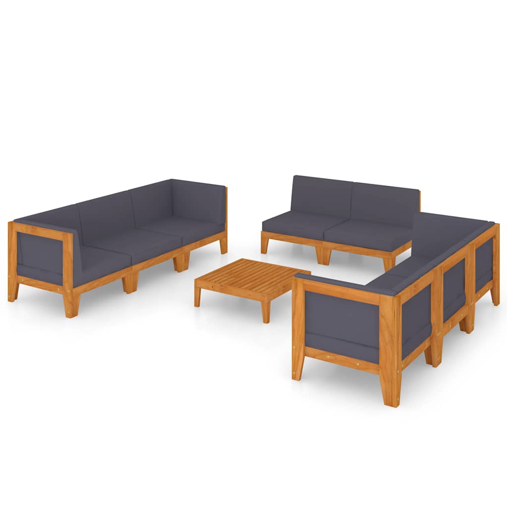 9 Piece Garden Lounge Set with Cushions Solid Acacia Wood