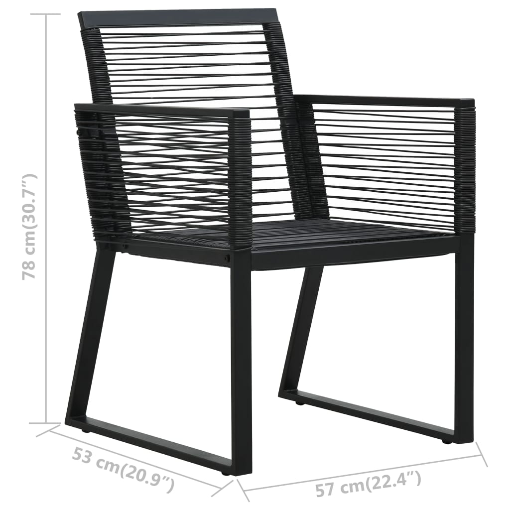 3 Piece Outdoor Dining Set PVC Rattan Black