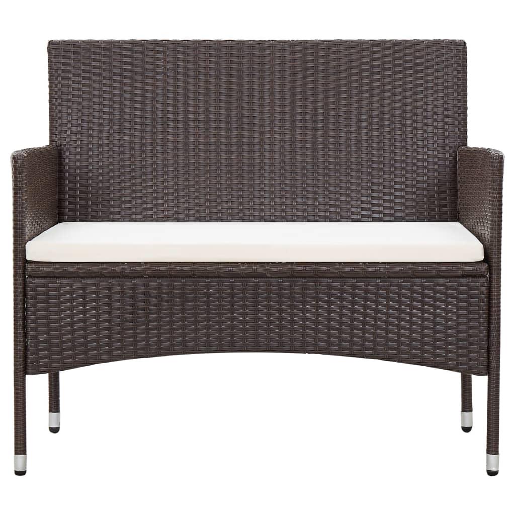 2 Piece Garden Lounge Set with Cushion Poly Rattan Brown