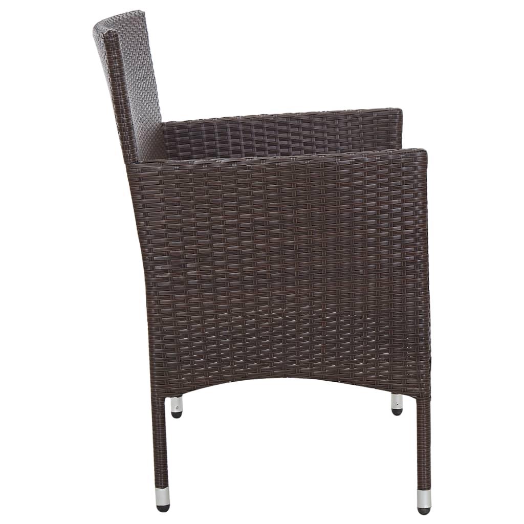 2 Piece Garden Lounge Set with Cushion Poly Rattan Brown