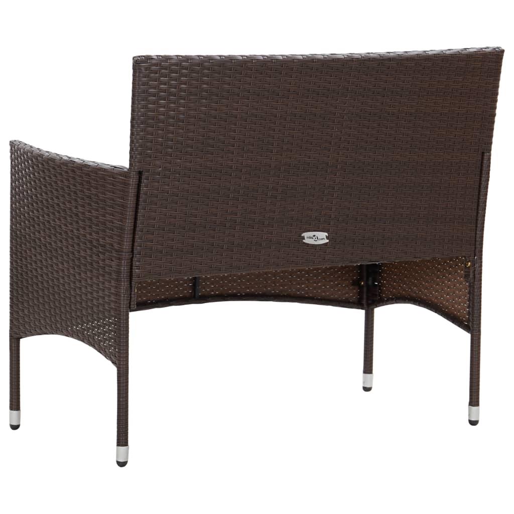 2 Piece Garden Lounge Set with Cushion Poly Rattan Brown