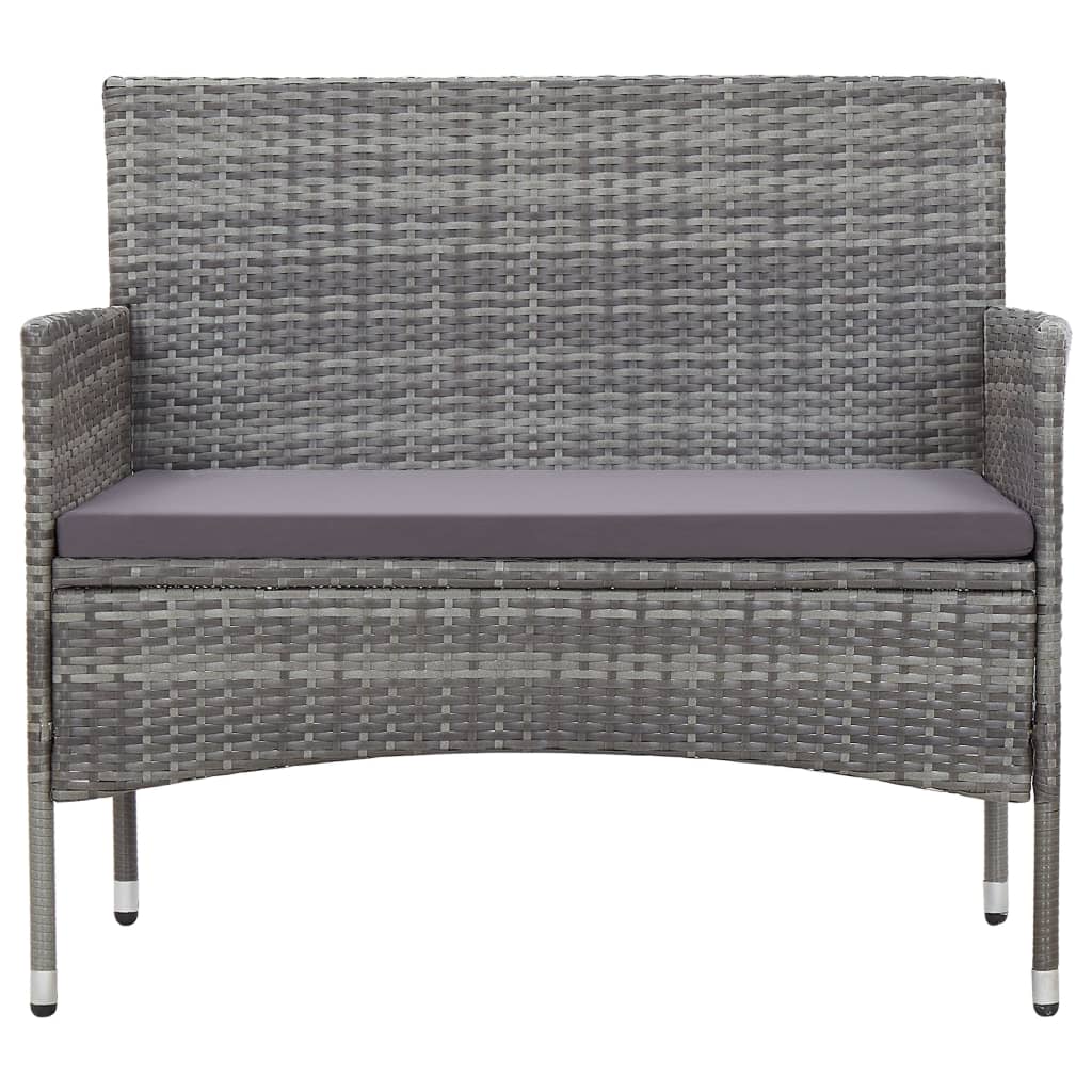 2 Piece Garden Lounge Set with Cushion Poly Rattan Grey