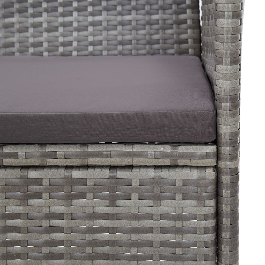 2 Piece Garden Lounge Set with Cushion Poly Rattan Grey