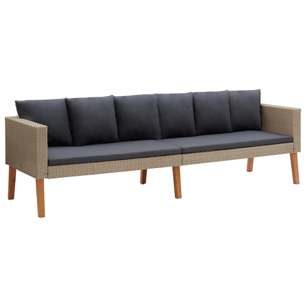3 Piece Garden Lounge Set with Cushions Poly Rattan Beige