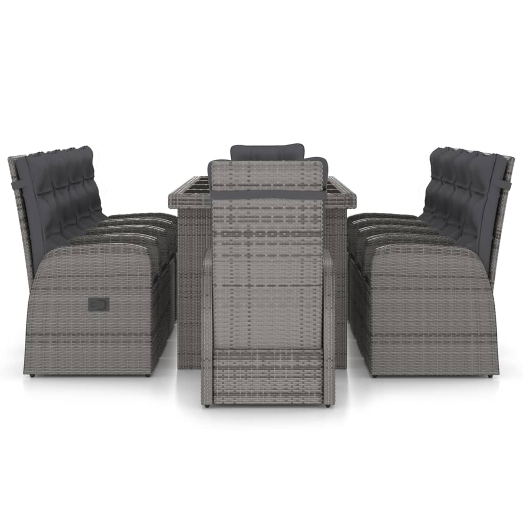 11 Piece Outdoor Dining Set with Cushions Poly Rattan Grey