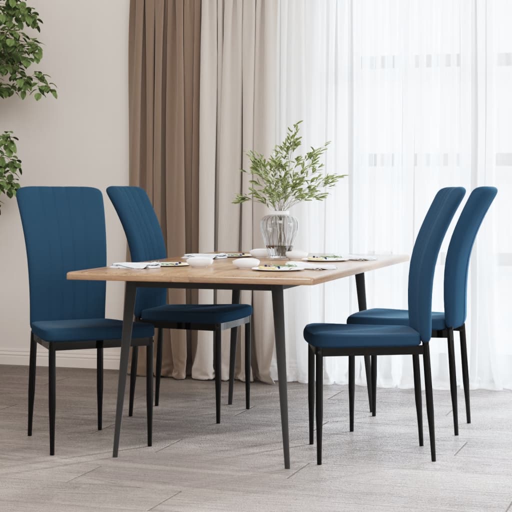 Dining Chairs 4 pcs Blue Velvet