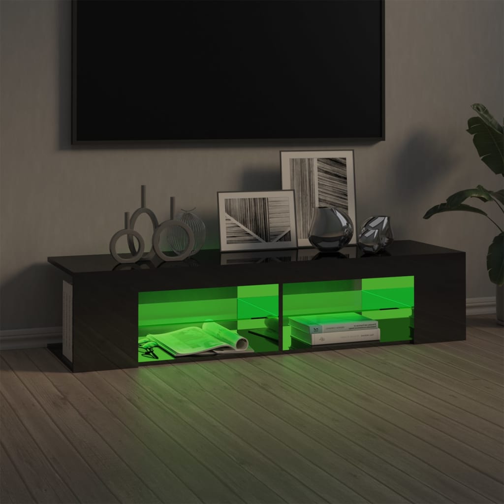 TV Cabinet with LED Lights High Gloss Grey 135x39x30 cm