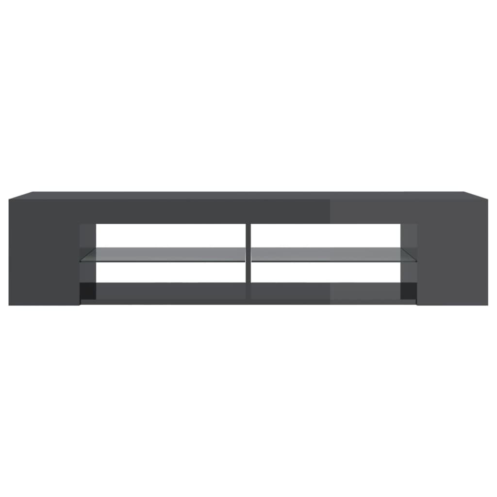 TV Cabinet with LED Lights High Gloss Grey 135x39x30 cm