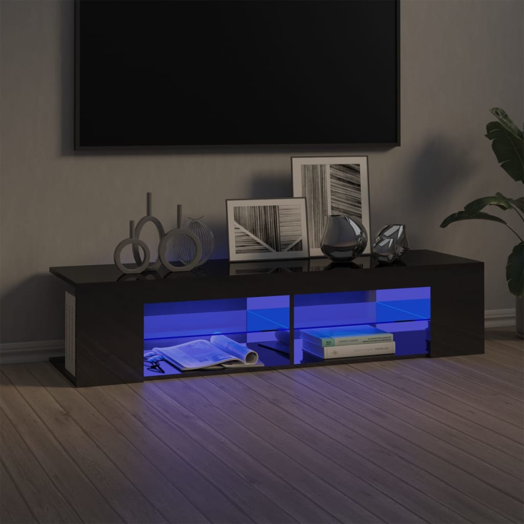 TV Cabinet with LED Lights High Gloss Grey 135x39x30 cm