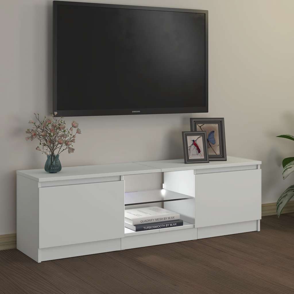 TV Cabinet with LED Lights White 120x30x36 cm