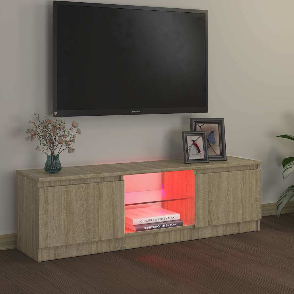 TV Cabinet with LED Lights Sonoma Oak 120x30x36 cm