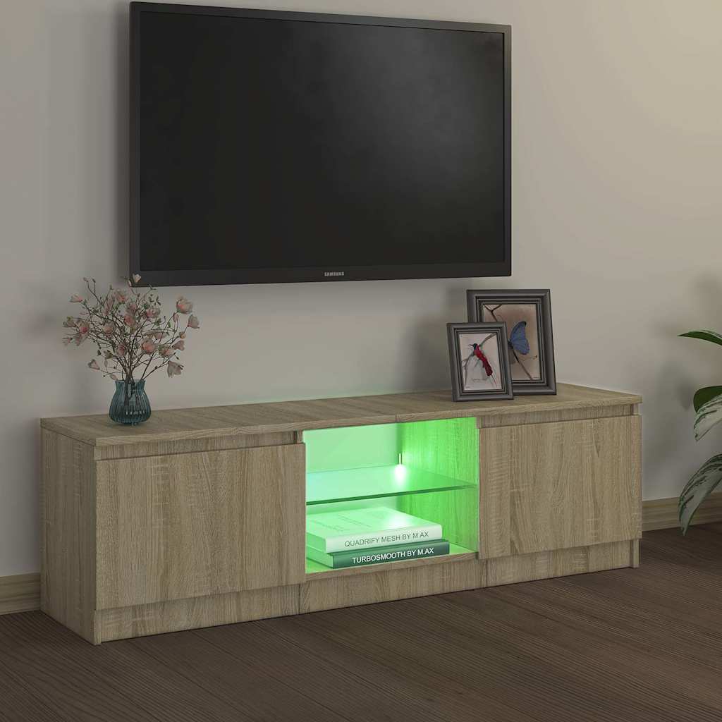 TV Cabinet with LED Lights Sonoma Oak 120x30x36 cm