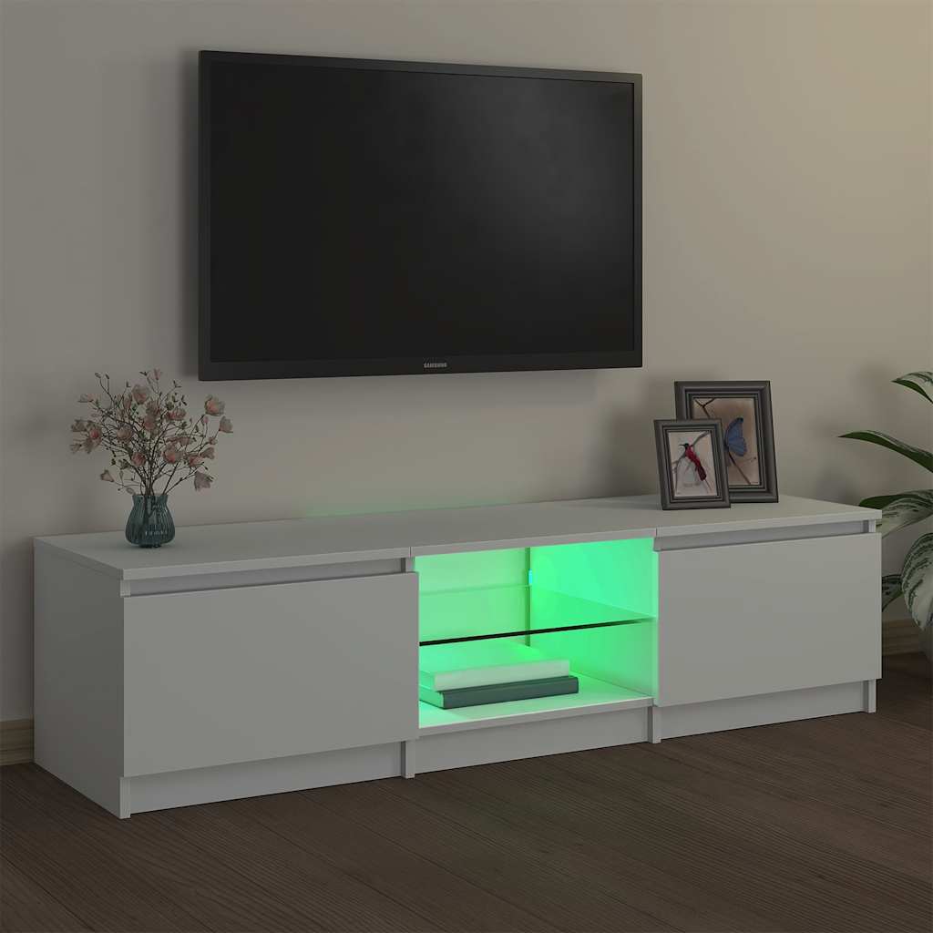 TV Cabinet with LED Lights White 140x40x36 cm